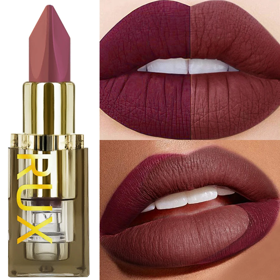 1PC Two-tone Velvet Nude Lipstick Sexy Rose Pink Pigments Waterproof Makeup Long-lasting Professional Cosmetics for women Lip G