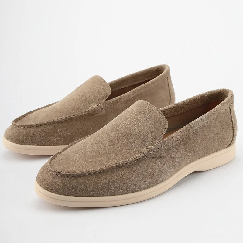 Men’s Suede Leather Loafers 2025 – Casual Slip-On Round Toe Flats
