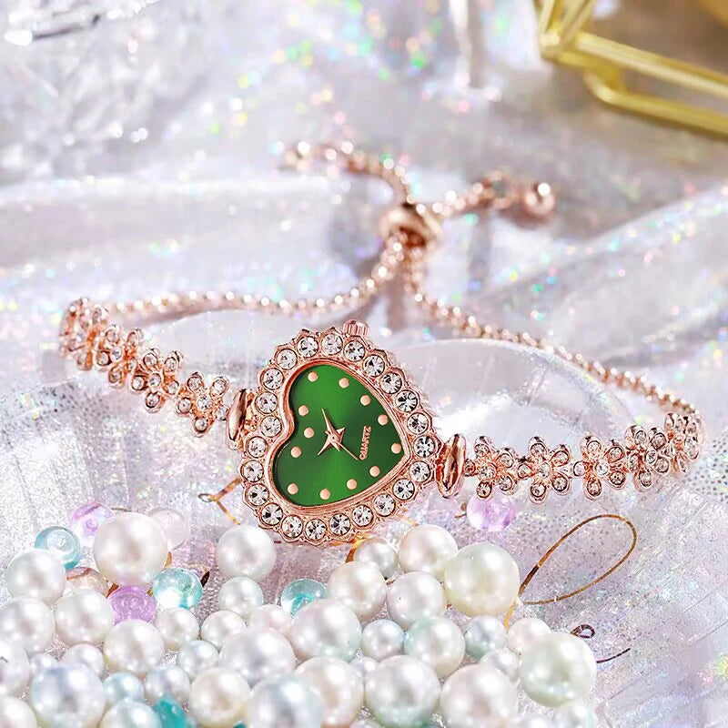 Ladies' Fashion And Exquisite Heart-Shaped Dial Quartz Watch for Women(Without Box)