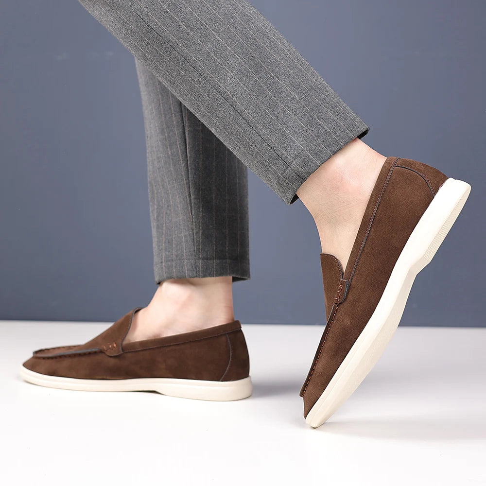Men’s Leather Loafers 3205 – Square Toe Slip-On Casual Shoes