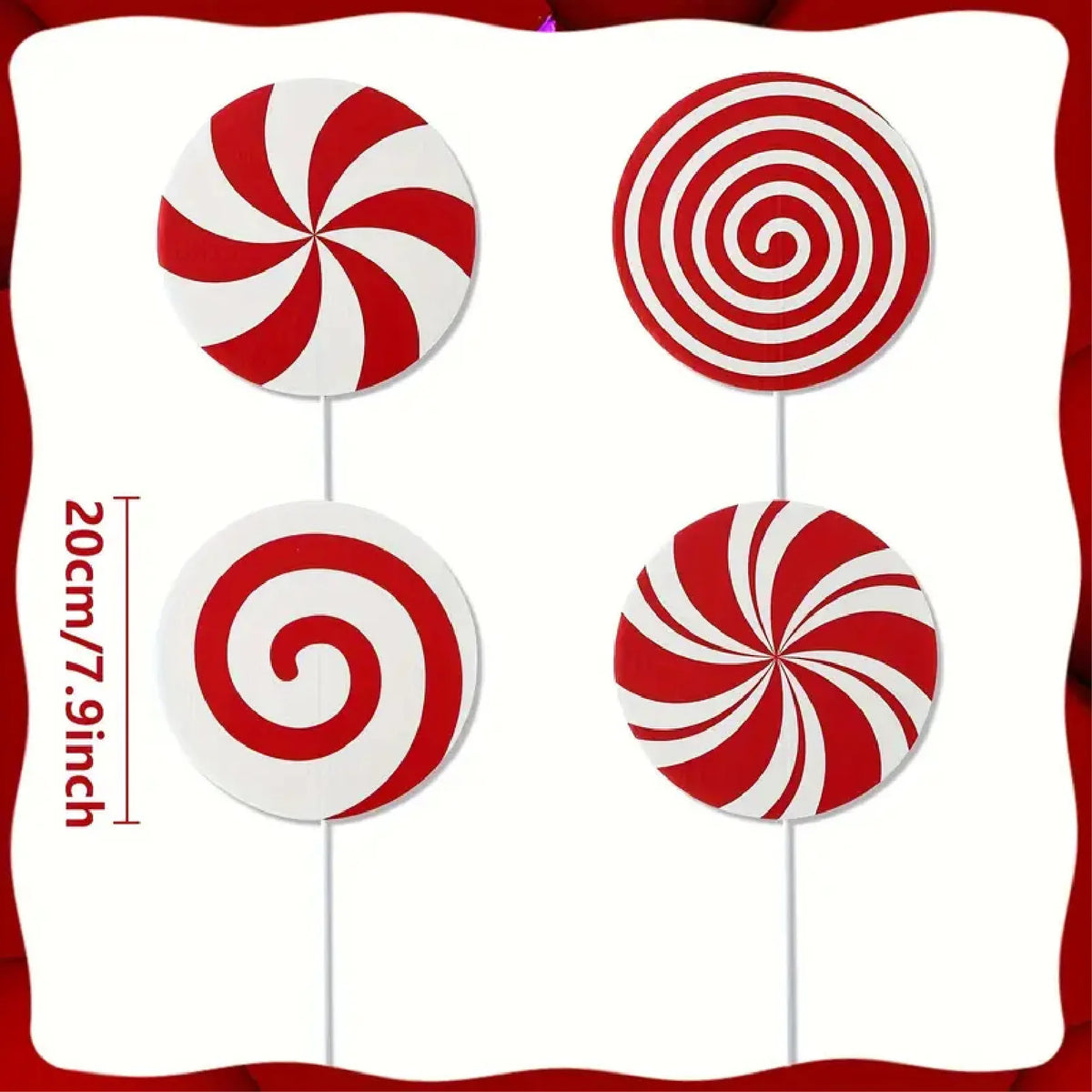 Set of 4/8 Christmas Tree Decorations Featuring a Red And White Peppermint Candy Design, Ideal for Adorning The Top of Your Tree