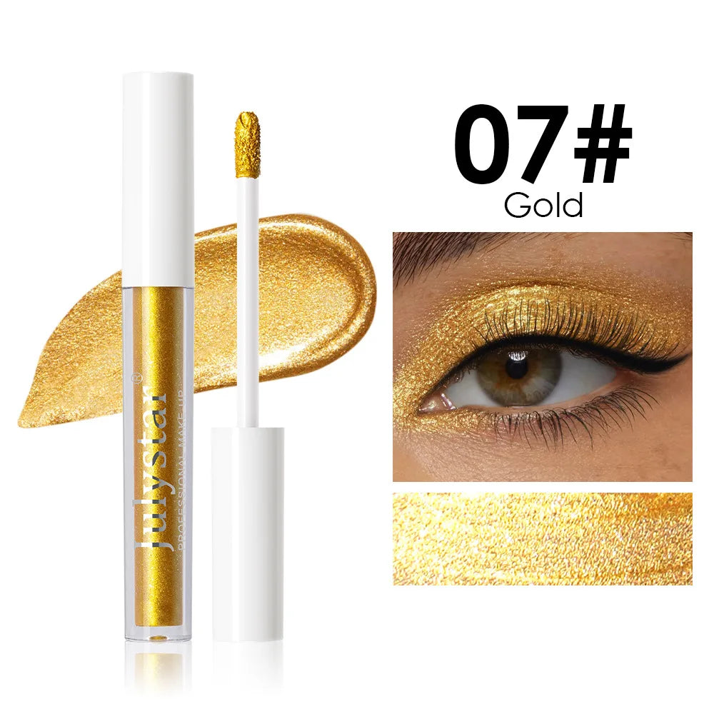 Waterproof Liquid Eyeshadow Metallic Gold Eye Shadow Stick Lasting Pearlescent 10 Colors Smoky Black Glitter Eye Highlighter Pen