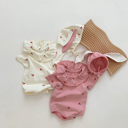 Summer Baby Romper for Girls Newborn Jumpsuit Cherry Cute 0-2 Years Old