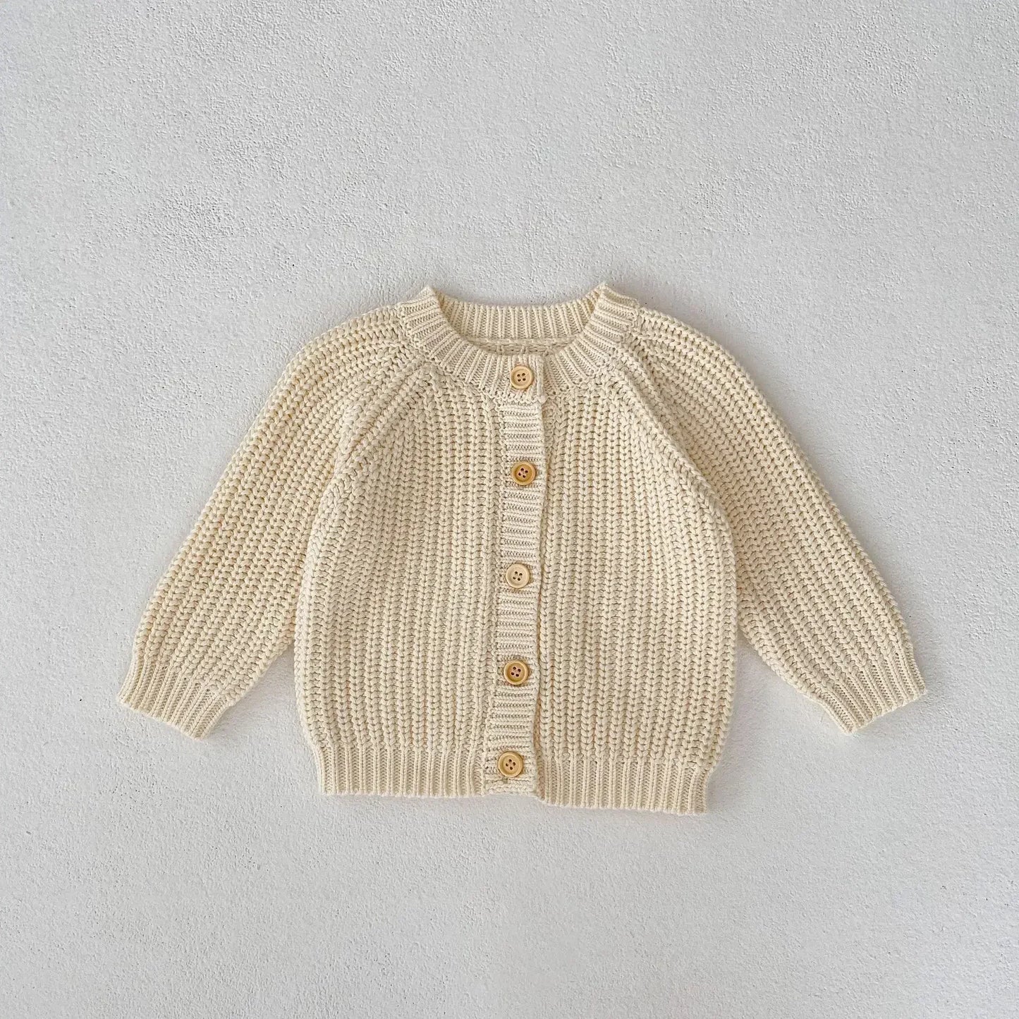 6963 Baby Sweater Coat Spring Autumn Solid Color Beige Knitted Girl's Sweater Long-sleeved Coat 0-3Year Kid's Cardigan Sweater