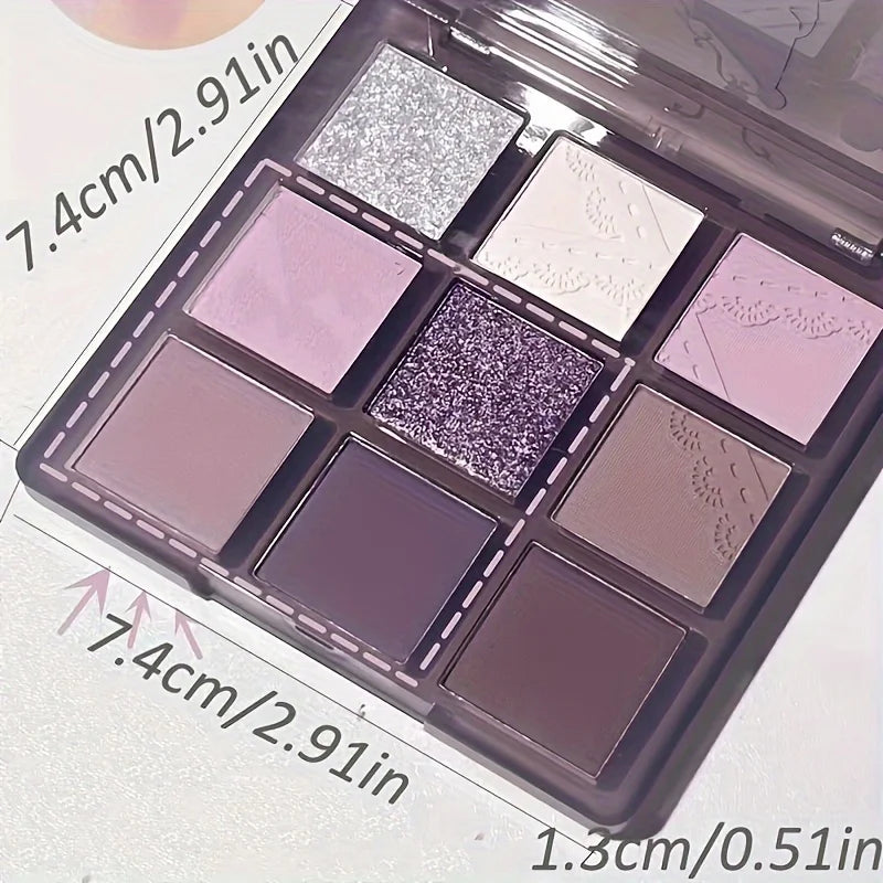 9 Color Pearlescent Girl's Dream Purple Eyeshadow Pearl Easy To Apply Color Changing And Long Lasting Eye Makeup Palette