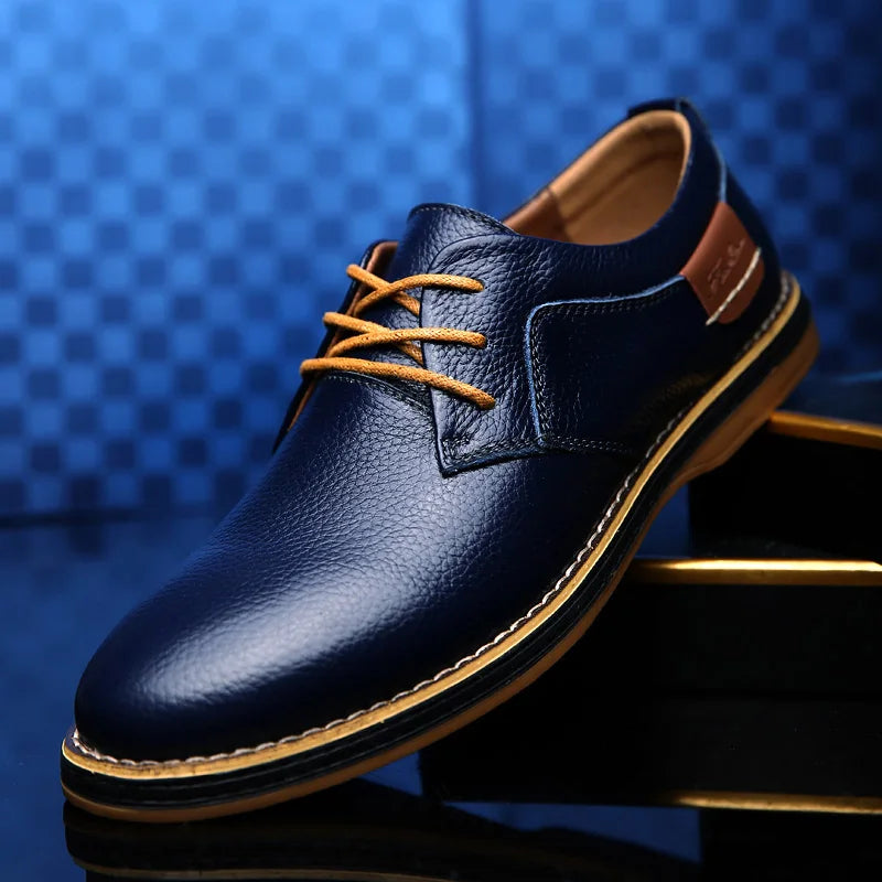 Men’s Genuine Leather Oxford Shoes – Casual Lace-Up Cow Leather (Zapatos Hombre)