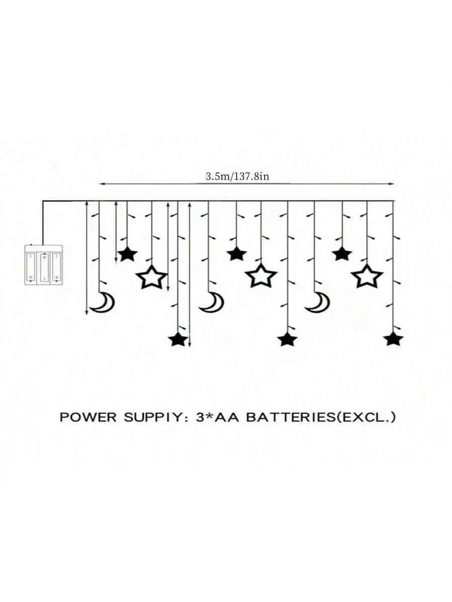 Star & Moon LED Curtain Light – Ramadan Decor