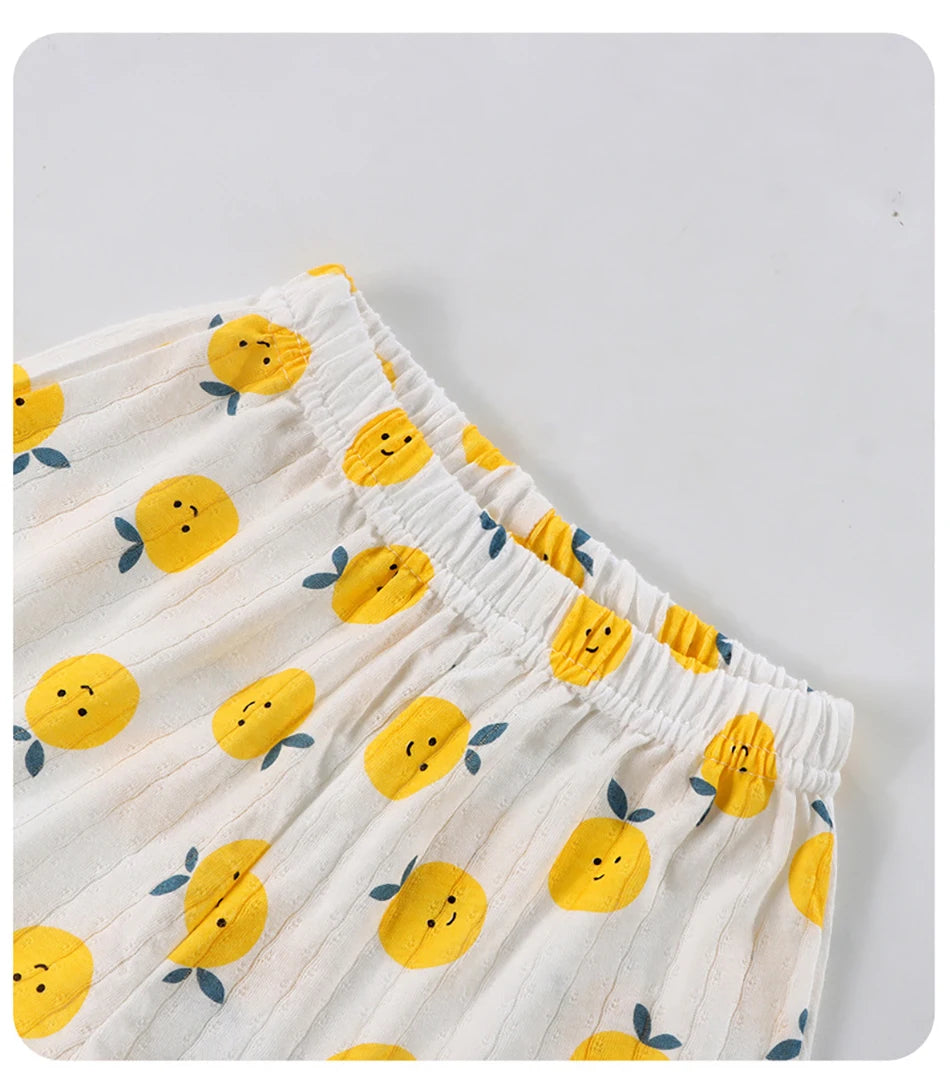 2025 Girl Ruffles Sleepwear Clothing Set Kids Summer Tank Tops Shorts 2 Piece Pajamas