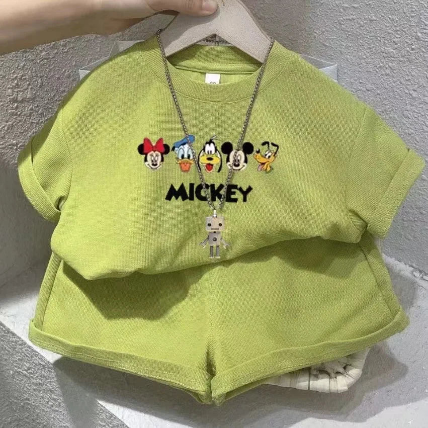 Summer Baby Girls Clothes Set Kid Fashion Disney Printed T-Shirts