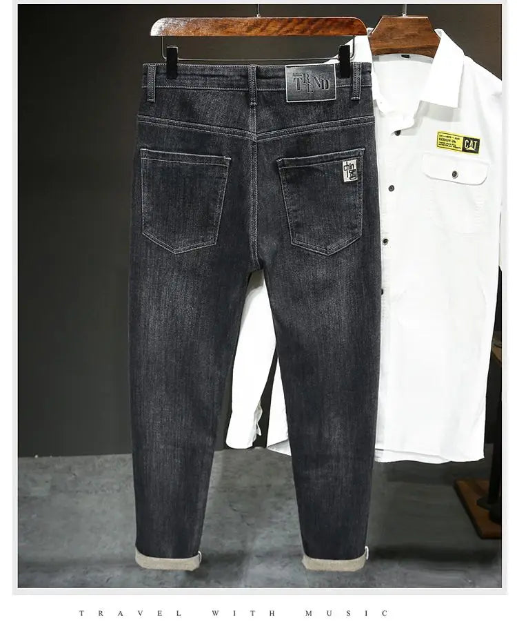 New Arrivals Men's Jeans High-end Brand Embroidery China Casual Slim Boyfriend Pants winter Autumn Jeans Black Luxury Pants
