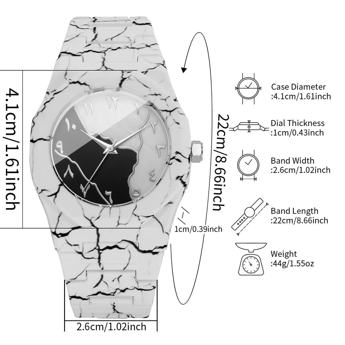Fashion Marble Texture Men Quartz Watch Casual Arabic Dial Plastic Strap Unisex Wristwatches Relogio Masculino(Without Box)