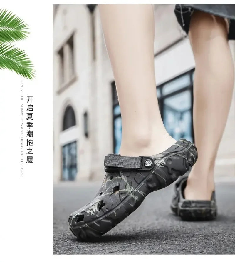 Summer Men's Clogs Sandals Man Home Garden Shoes Comfortable Men Slippers Non-Slip Soft Bottom Flip Flop Sandals Big Size 46 47