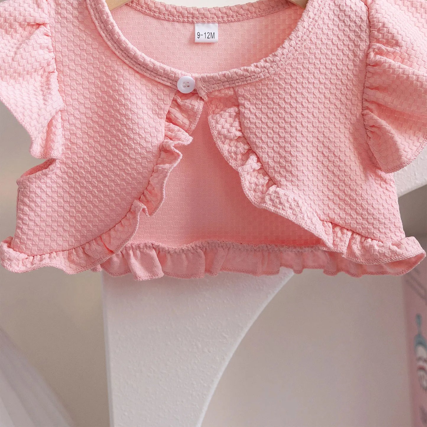 Baby Girl Sweet Summer Cardigan Bolero Jacket Short Fly Sleeve Ruffled Coat Outerwear Toddler Clothes for Wedding Birthday Party