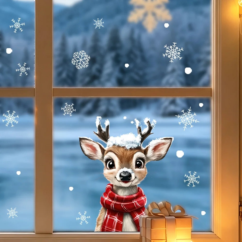 Christmas Necklaces, Snowflake, Deer, Window Stickers, Static Cling Stickers, Bedroom, Living Room, Home Decor, Display Window
