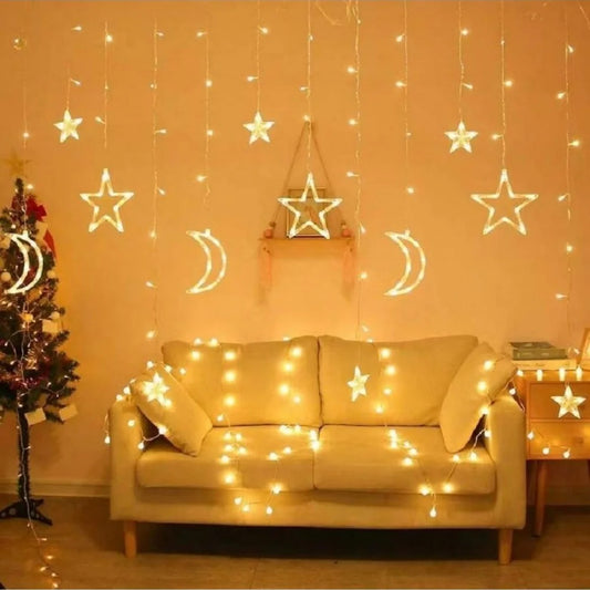 Star & Moon LED Curtain Light – Ramadan Decor