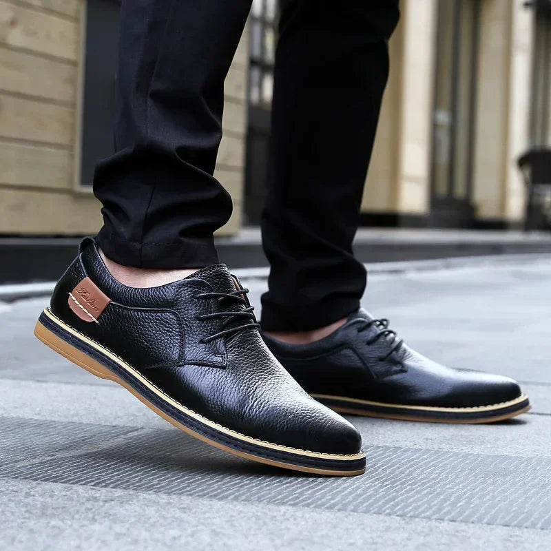 Men’s Genuine Leather Oxford Shoes – Casual Lace-Up Cow Leather (Zapatos Hombre)