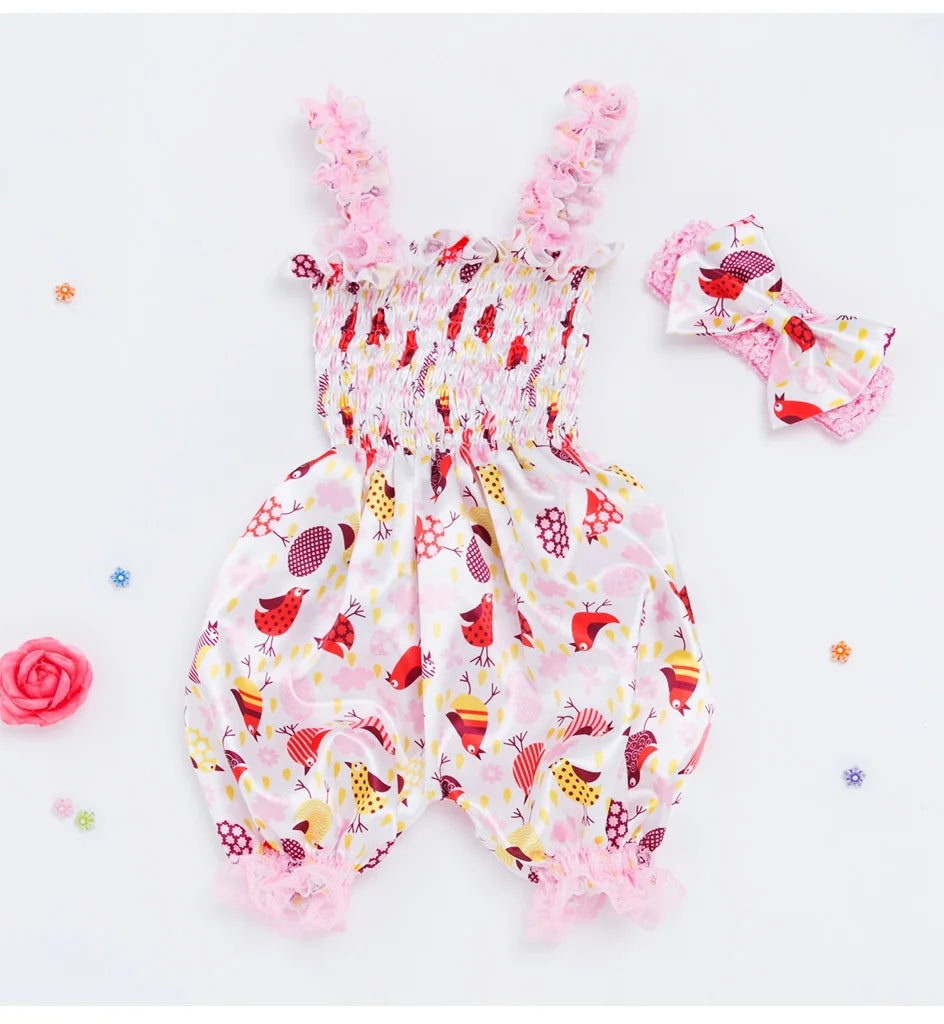 New Girls Summer Backless Romper Baby Lace-up Bloomer