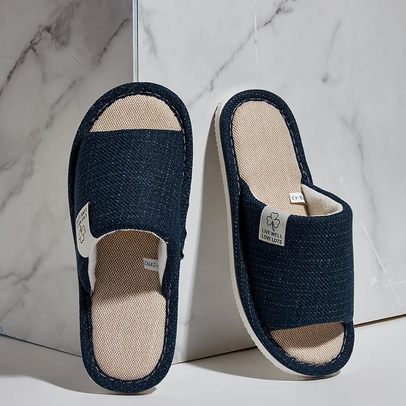 Men’s Indoor Hemp Cotton Slippers – EVA Sole Comfort Shoes (K293-A)