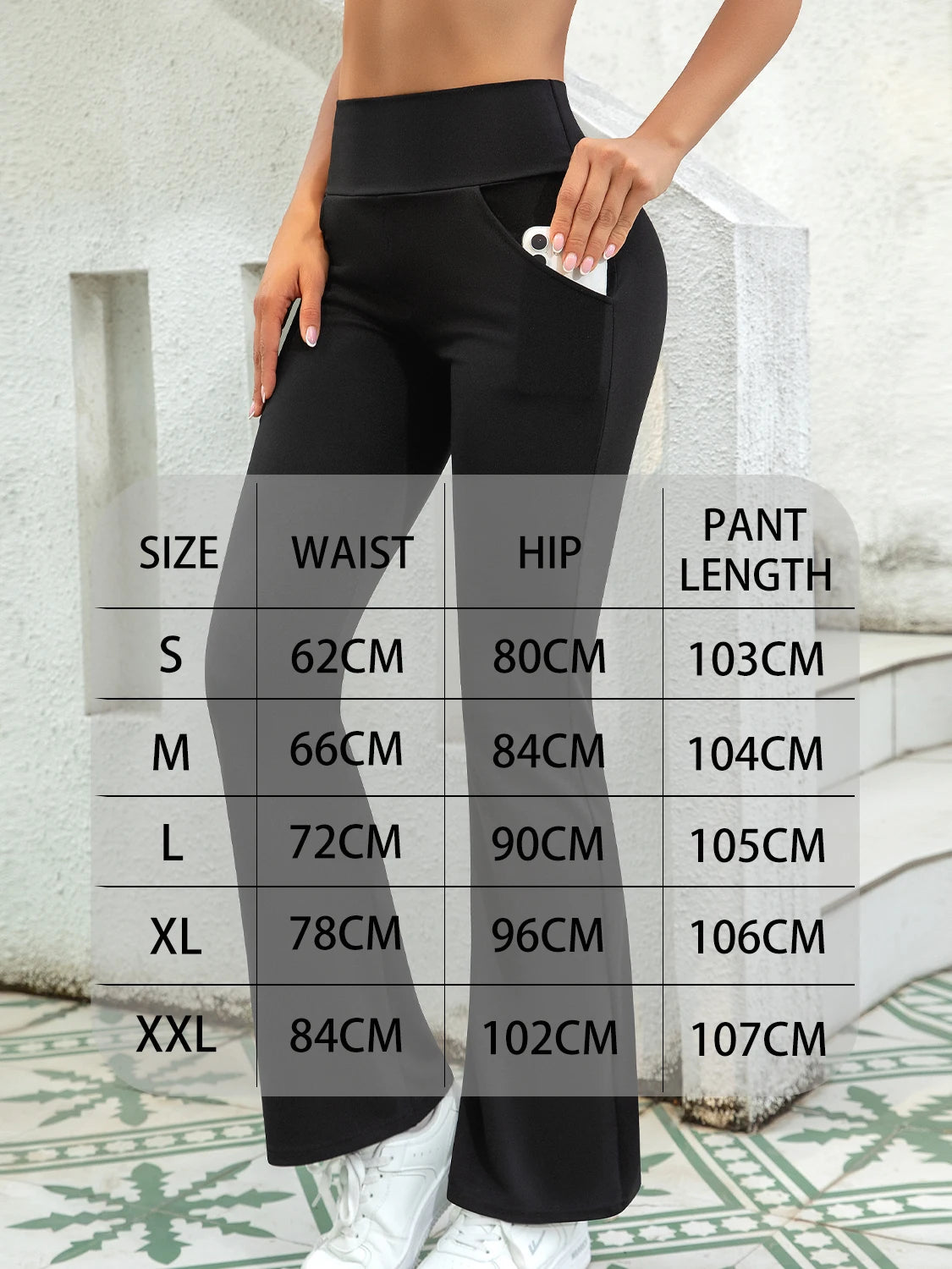 1PC Simple Black High Waist Women's Legging with Pockets Yoga Running Fitness Sporty Bell-bottoms Suitable for Spring and Autumn