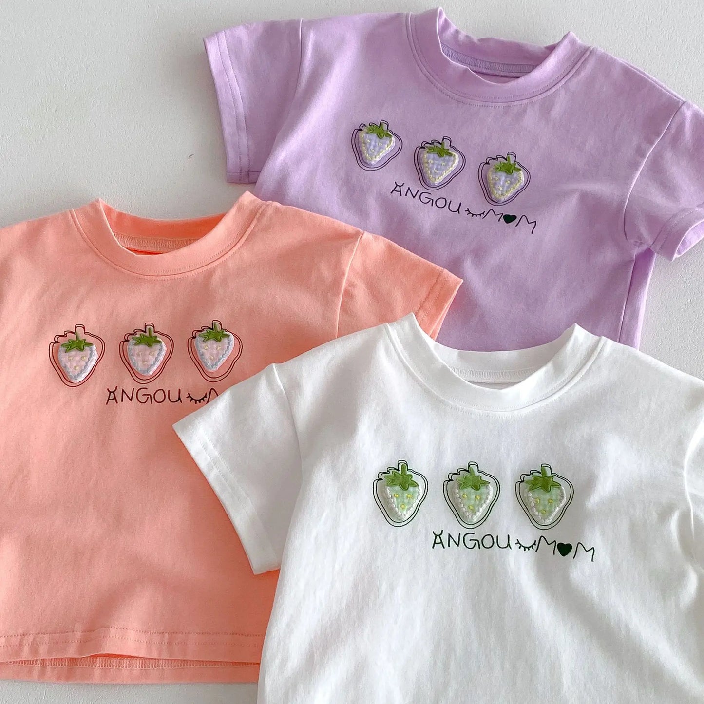 Summer Newborn Infant Baby Boy Girls' Cute Cartoon Strawberries Printing T-Shirt Muslin Perfect For Kids' Fashion Baby Clothing
