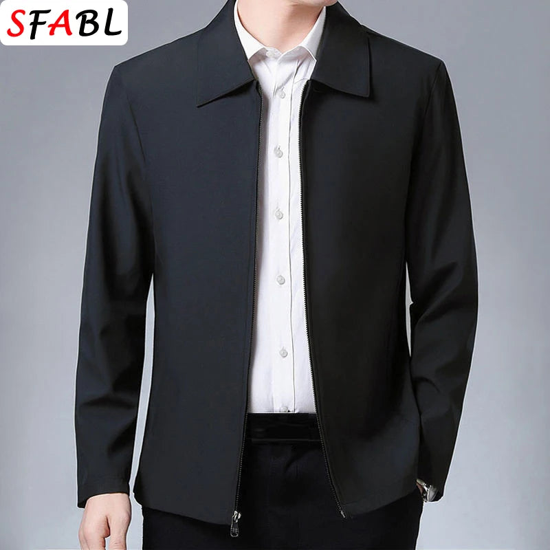 Men’s Business Casual Jacket – SFABL Zipper Outerwear for Spring & Autumn