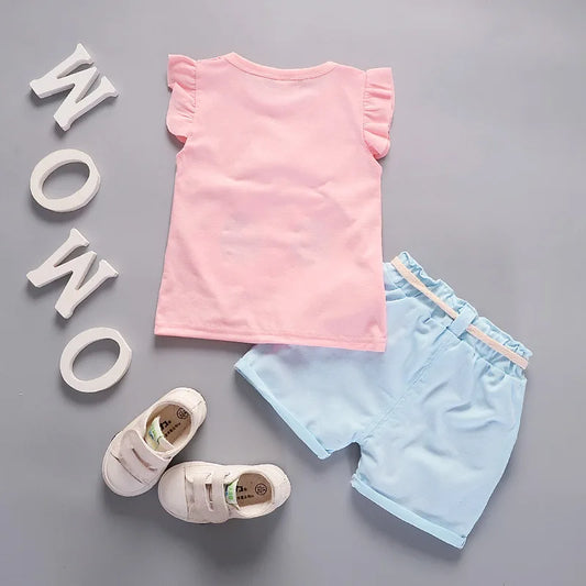 New Summer Fashion Baby Clothes Suit Children Girls Vest Shorts 2Pcs/Sets