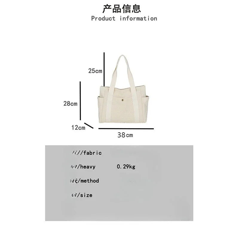 Women’s Canvas Tote Bag – Large Capacity Shoulder Bag