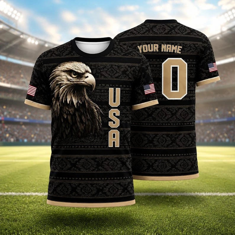 American Eagles patriotic T-shirts American flag football jerseys Team USA fan shirts soccer T-shirts July 4th sports gifts kids