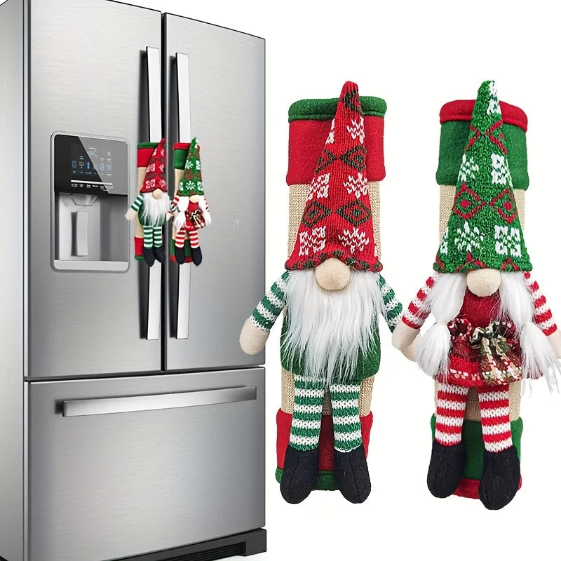 Christmas Refrigerator Handle Covers Set of 2 Snowman Refrigerator Decor Santa Claus Handle Cover Christmas Decor