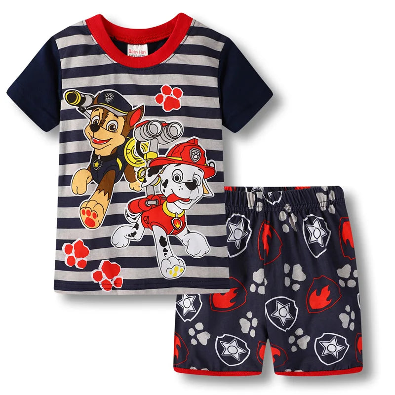 Summer Baby Boys Home Clothes Sets PAW Patrol Kids Pajamas Short Sleeve Round Neck Outfits Toddler Sleepwear Suits