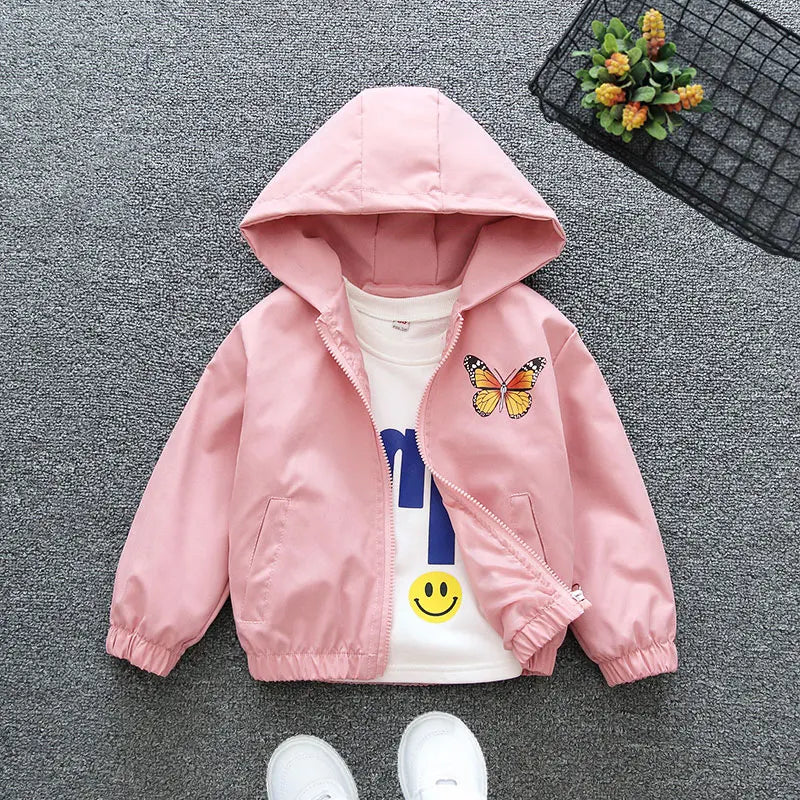 3 - 10 - Year - Old Girls' Spring - Autumn Outerwear: Jackets Featuring Adorable Butterfly Motifs