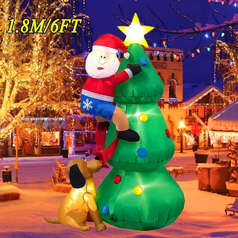 1PC Backpack Santa Claus Christmas Decoration Inflatable Toys 1.8M Inflatable Model Holiday Gift Indoor Outdoor Decor