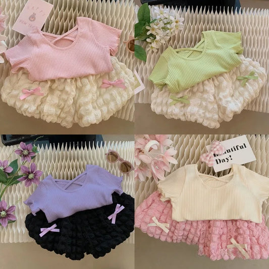 2-8Y Girls' Summer Set 2025 New Baby Girl Shirt+Shorts Korean Fashionable Short Sleeve Kids Flower Pumpkin Pants Two Piece Set