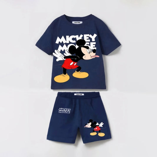 2Pcs  Summer Child Csotume Mickey Stitch TShirt+Shorts Set Casual Sports