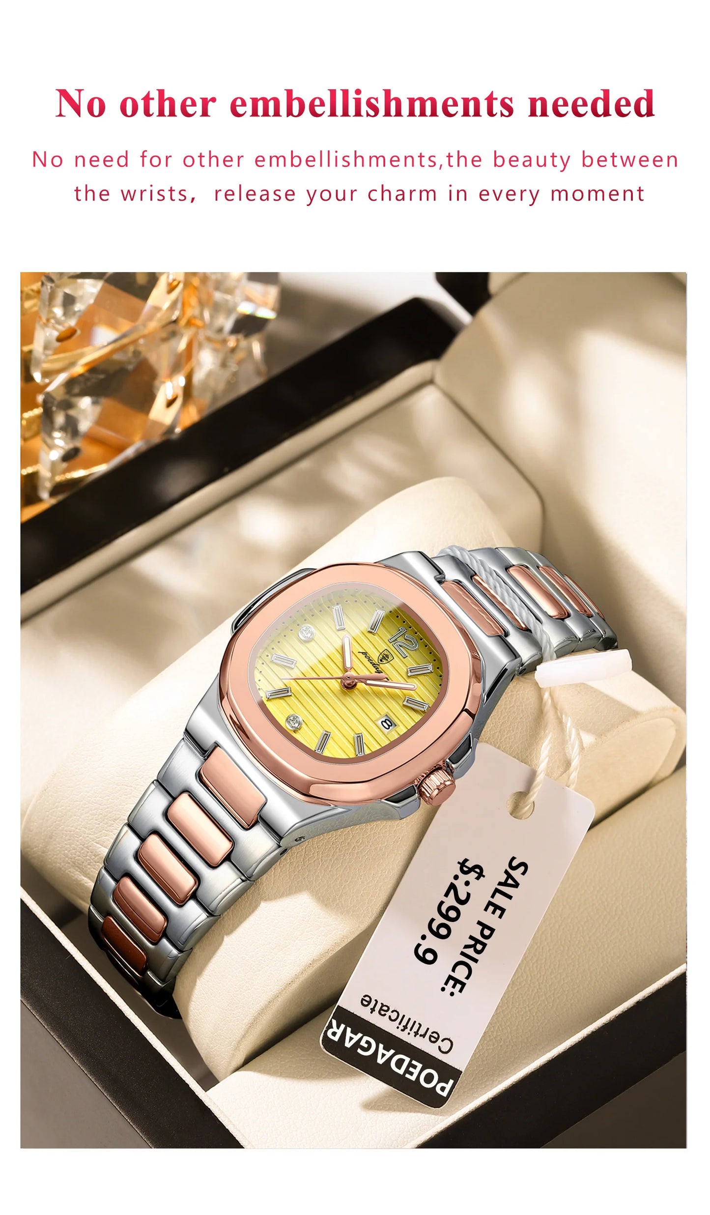 POEDAGAR Luxury Square Watch For Woman Luminous Waterproof Date Ladies Watch Elegant Women's Quartz Watches Simple Female Clock