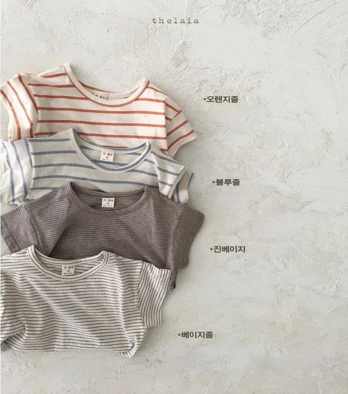 Baby Boy Stripe Shirt Summer Casual Short Bat Sleeve Kids Shirt for Boys