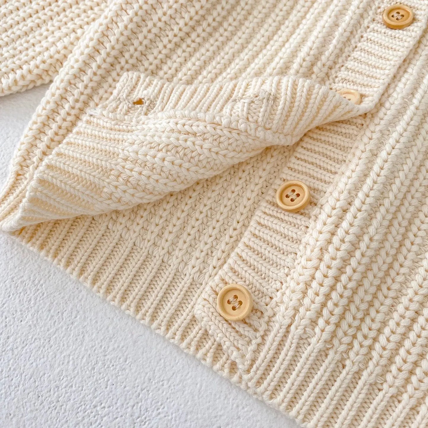 6963 Baby Sweater Coat Spring Autumn Solid Color Beige Knitted Girl's Sweater Long-sleeved Coat 0-3Year Kid's Cardigan Sweater