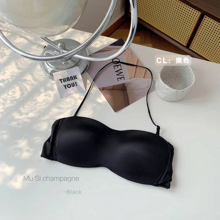 Premium Satin Convertible Bra Japanese Style Strapless Halter Versatile Wear Seamless Comfort Lingerie for Women CA S-XL MOYISU