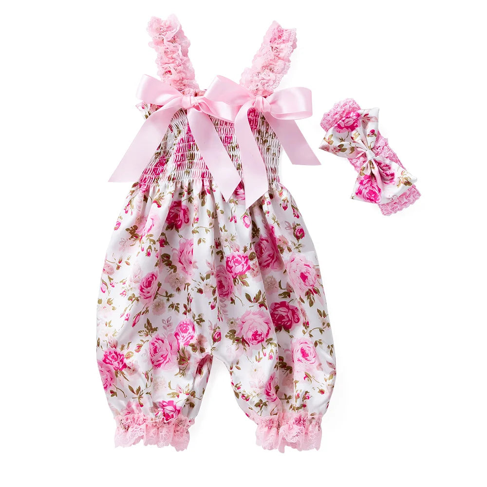 New Girls Summer Backless Romper Baby Lace-up Bloomer