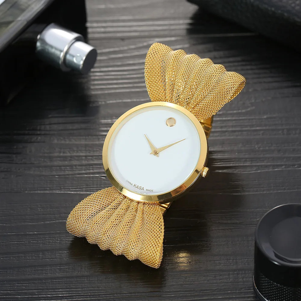 Brand New Luxury Gold Rhinestone Ladies Watch – Quartz Bracelet