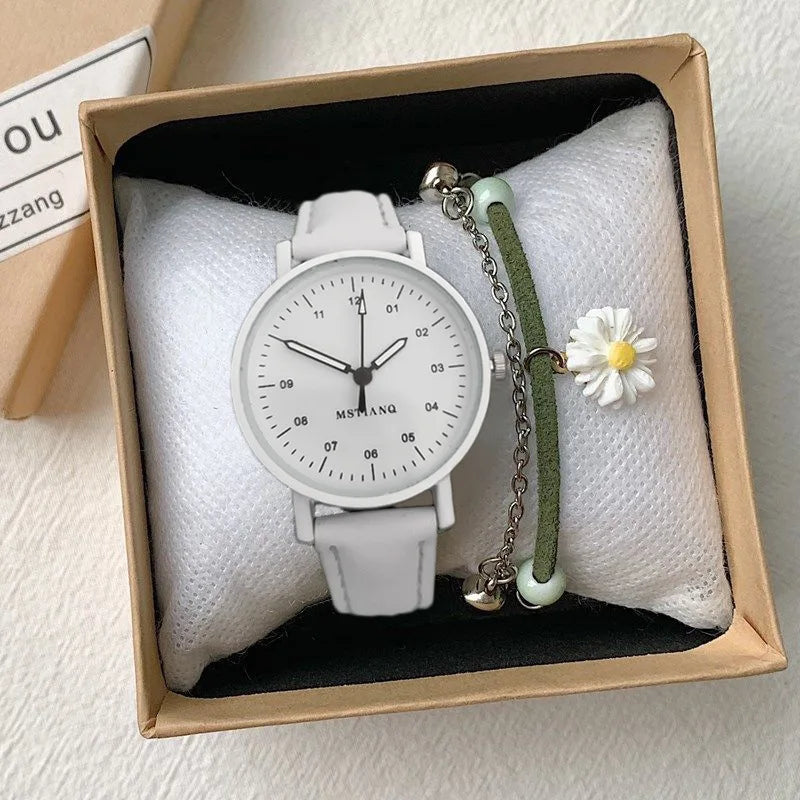 YIKAZE Women's Watch PU Leather Strap Women Quartz Watches Waterproof Round Dial Retro Bracelet Watch Ladies Girls Wristwatch