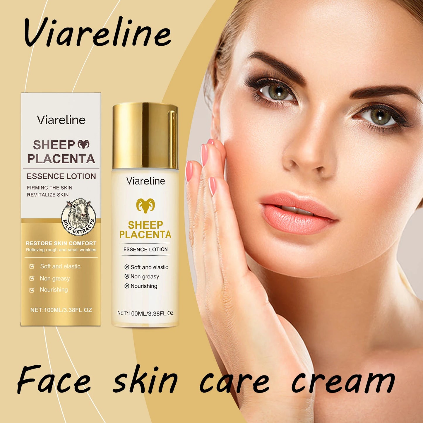 Viareline Sheep Placenta Face Lotion Daily Moisturizing Enhance Skin Elasticity Reduce Sagging Non-greasy Smoothing Face Cream