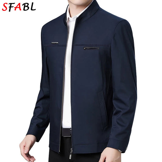 Men’s Business Casual Jacket – SFABL Zipper Outerwear for Spring & Autumn