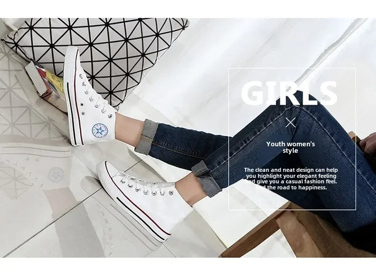 Men’s High-Top Canvas Sneakers – Lace-Up Flat Sole Shoes (A18-B6638)
