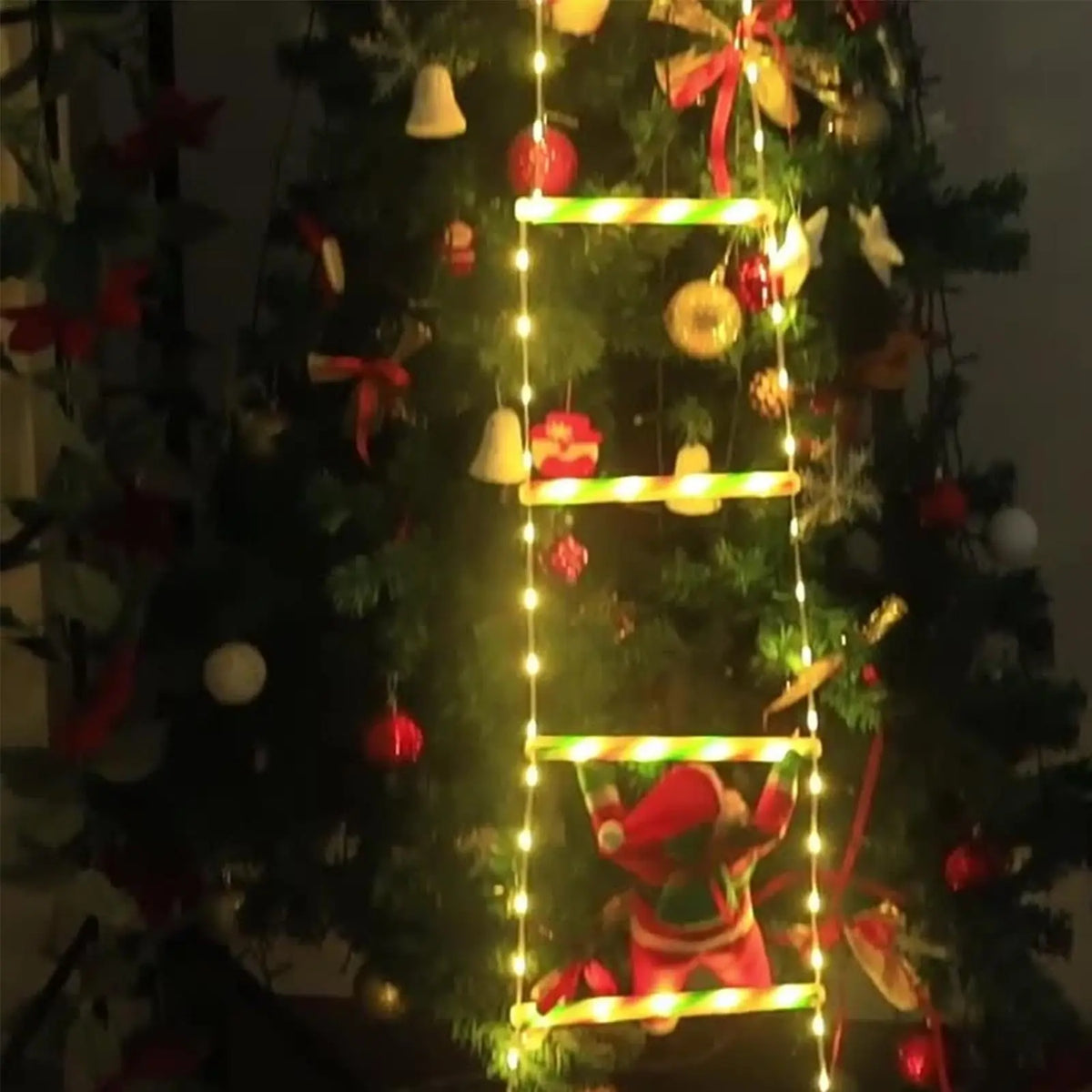 1.7/3m Christmas Decorative Ladder Lights with Santa Claus, Xmas Decorations Light for Indoor Outdoor, Garden Xmas Tree Decor
