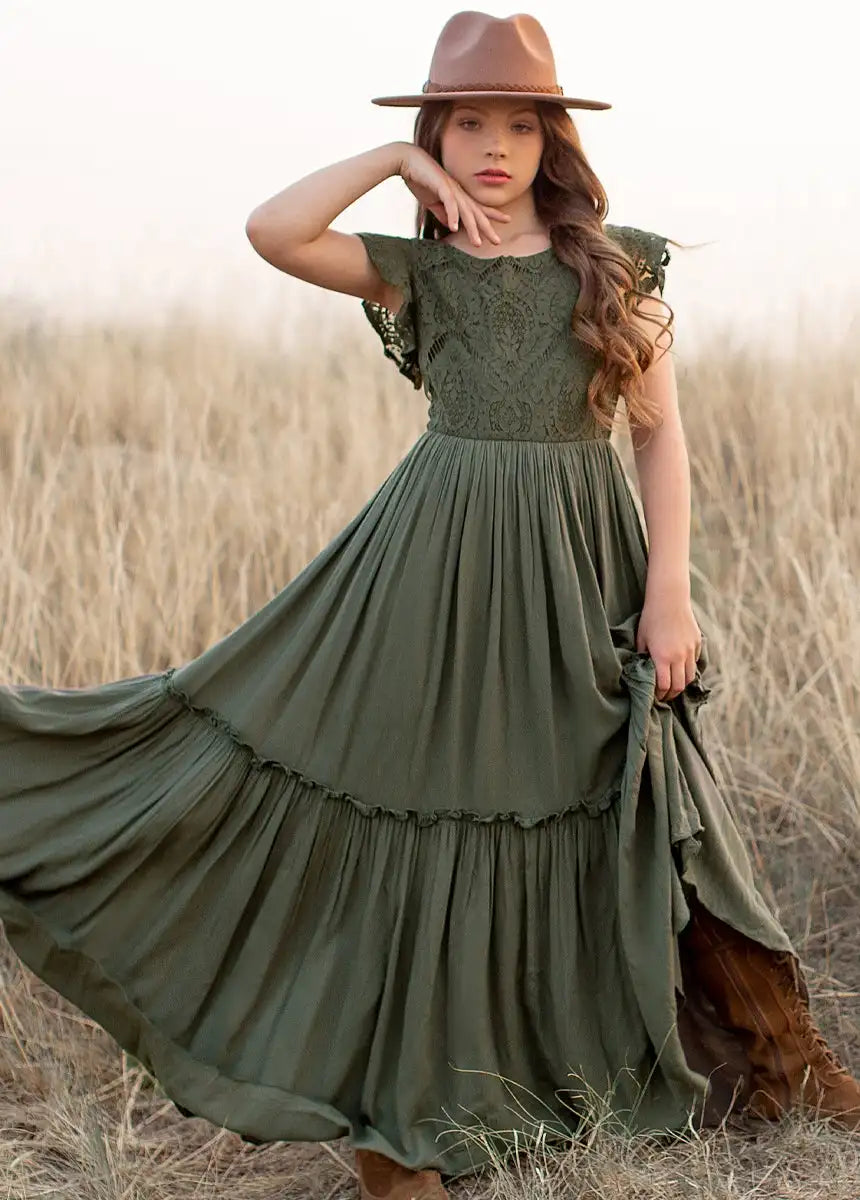 3-14 years Girls Lace Bohemia Long Dresses
