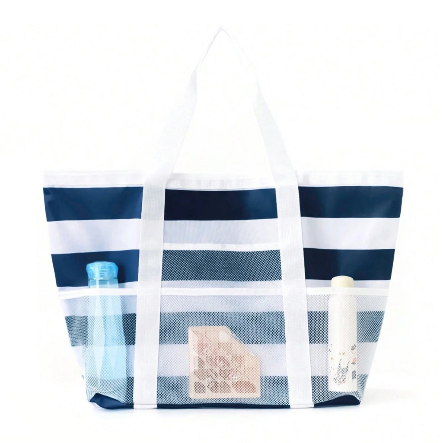 Mesh Beach Bags Beach Tote Bag With Multi Pockets Large Capacity Travel Tote Handbag Swim Pool Bag Multifunctional Storage Bag