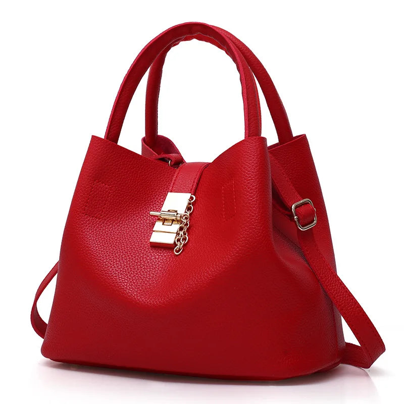 Women’s Large Capacity Shoulder & Crossbody Bag – Lychee Pattern PU Leather Bucket Style | حقيبة كتف وكروس نسائية كبيرة السعة – تصميم دلو من جلد صناعي بنقشة الليتشي