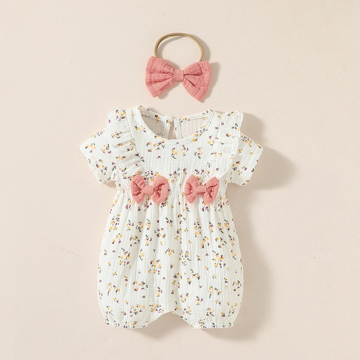 Baby Newborn-9M Short Sleeve Summer 2024 Girl's Print HEART