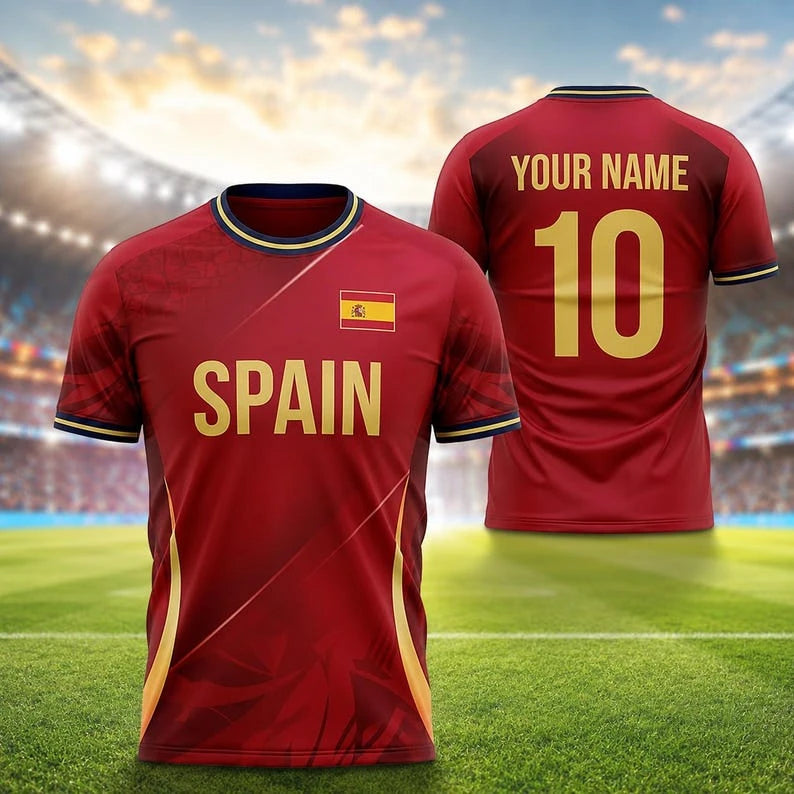 SPANISH FOOTBALL JERSEY CASUAL T-SHIRT SUMMER TOP SPORTY STYLE ESSENTIAL FOR OUTDOOR CHILDREN'S TRAINING WEAR FASHIONABLE